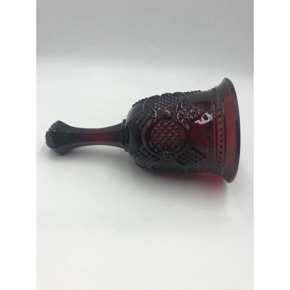 Vintage Dark Ruby Red Ornate Glass Bell Decorative Collectible - Picture 5 of 9